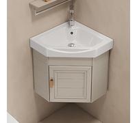 Lavandino da bagno a parete con rubinetto caldo e freddo, design ad angolo salvaspazio, perfetto per piccoli bagni, include ampio spazio per uso domestico e cucina