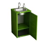 Lavandino da bagno con piedistallo, Mobile da Bagno Quadrato con Armadietto ad 1 Anta, Armadietto Freestanding in Metallo con Lavabo in Acciaio Inossidabile, Lavabo a Colonna in Stile Industriale Crea