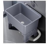 Lavandino da Bagno con Pulsante Design H46,5 Cm (18,3") Vasca Profonda Adatto a Vari Tipi di Mop Ampia Apertura Lavello Cucina Materiale Plastico PP per(Gray,15.7x15.7x18.3")