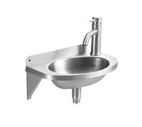 Lavandino da bagno in acciaio inox - Lavello da parete a vasca singola con rubinetto e scarico, lavabo moderno da appoggio per la casa, design elegante e durevole