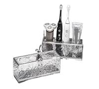 Lavandino da bagno in plastica, portaspazzolino elettrico, portadentifricio, base tavolo rimovibile ZE675(Transparent 4 holes)