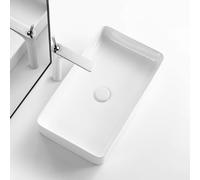 Lavandino Da Bagno Rettangolare, Lavabo Da Appoggio Sopra Il Piano, Lavabo Artistico In Ceramica Di Alta Qualità, Lavandino Da Balcone Sopra La Lavatrice(60x34x11cm)