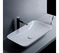 Lavandino Da Bagno Sopra Il Bancone Con Rubinetto, Lavabo Rettangolare In Ceramica, Lavabo Resistente E Robusto For Balcone, Bagno Di Hotel, Villa(White B,70.5x39x14cm)