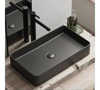 Lavandino Da Bagno Sopra Il Piano Con Rubinetto, Lavabo Rettangolare In Ceramica, Lavabo Opaco Resistente E Robusto For Balcone Sopra La Lavatrice(Dark gray B,60x34x11cm)