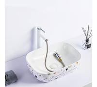 Lavandino Da Bagno Sopra Il Piano, Piccolo Lavabo Angolare In Porcellana, Lavabo Rettangolare Da Appoggio, Lavandino Consolle In Ceramica For Bagno Di Servizio Con Balcone Di Hotel(White A)