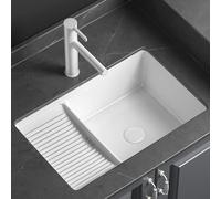 Lavandino da bagno sottotop con lavabo, troppopieno, set completo con rubinetto ad angolo valvola e scarico perfetto per bagni moderni. Dimensioni: 53,5 x 36 cm