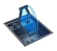 Lavandino da bar con coperchio, in acciaio inox 304, rubinetto pieghevole | Interruttore singolo per rubinetto e due opzioni di installazione (dentro o sottomontaggio) per una configurazione flessibile