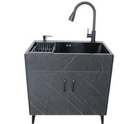 Lavandino da esterno con mobile、Mobile Lavelli cucina acciaio inossidabile con Rubinetto Singolo a Freddo、Lavello del Ristorante commerciale ，Inossidabile con il Rubinetto Girevole 360°,per Ristorante