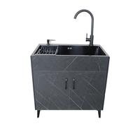 Lavandino da esterno con mobile、Mobile Lavelli cucina acciaio inossidabile con Rubinetto Singolo a Freddo、Lavello del Ristorante commerciale ，Inossidabile con il Rubinetto Girevole 360°,per Ristorante