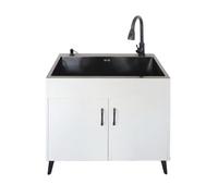 Lavandino da esterno con mobile,Mobile Lavelli cucina acciaio inossidabile con Rubinetto Singolo a Freddo,Lavello del Ristorante commerciale,Inossidabile con il Rubinetto Girevole 360°,per Ristorante