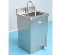 Lavandino da Esterno con Mobile Mobile Lavello Da Cucina Stretto Su Piedistallo con Pedale e Rubinetto, Stazione Portatile Multifunzionale Per Il Lavaggio Delle Mani, Vasca Da Bucato