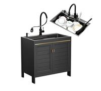 Lavandino Da Esterno In Acciaio Inox Lavello Con Armadio Commerciale Lavandino Professionale Ristorante Con Rubinetto Per Garage Ristorante Cantina Lavanderia Interni Esterni(80x45cm/31.4x17.7in)