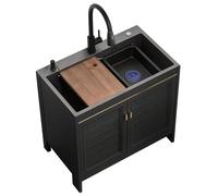 Lavandino da esterno in acciaio inox sotto il lavello da cucina con 2 ante autoportante per garage ristorante lavanderia uso interno ed esterno