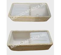 Lavandino Da Esterno In Cemento 80X40X22 Cm, Lavello da Giardino Artigianale Made In Italy, Resistente Alle Intemperie, Antigelo