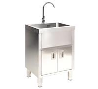 Lavandino da Esterno,Lavabo Cucina 1 Vasca con Rubinetto,Lavatoio in Acciaio Inox Professionale con Mobile,Lavandini Commerciale Autoportante,Lavello Cucina Multifunzione,per Interno,Garage(60x45x80cm