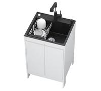 Lavandino da Esterno,Lavello Cucina 1 Vasca,Lavatoio Lavanderia con Mobile,Lavabo in Acciaio Inox con Rubinetto,Lavabo Bagno con Tubo Flessibile,per Interni Esterni,Garage,Ristorante,Giardino(65x45x79