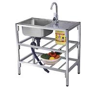 Lavandino da Esterno Lavello Cucina In Acciaio Inox Piscina Singola con Rubinetto Lavello Cucina Lavello in Acciaio Inossidabile Commerciale per Garage e Cortile Ristorante Lavanderia. ( Color : Singl
