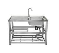 Lavandino da esterno lavello in acciaio inox lavello in acciaio inox a libera installazione Lavandino Camper con Rubinetto per Interno Esterno Garage Lavanderia ( Size : 100*45*80cm/39.4*17.7*31.5in )