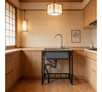 Lavandino da Esterno Lavello Utilità Acciaio Inossidabile con Tubi dell'acqua calda e fredda e Scaffali, Lavandino Autoportante Commerciale con Rubinetto per ristorante, officina, 72 * 47 * 75 CM