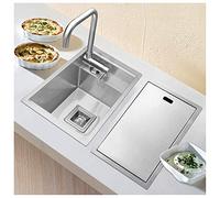 Lavandino Della Cucina, Lavabo A Vasca Singola In Acciaio Inox Nero E Argento 304 Sottopiano/a Scomparsa, Lavello Da Cucina Con Rubinetto Ribaltabile (Size : 35cm-Silver+)
