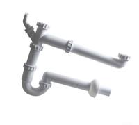 Lavandino doppio bianco con kit tubo rigido | Include tubi rigidi robusti, connessione sicura per le acque sotterranee, raccordi a tenuta stagna, affidabilità a lungo
