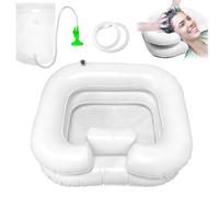 Lavandino gonfiabile, Bacino gonfiabile per capelli portatile, con Tubo di Drenaggio, con soffione e sacca d'acqua, Lavare i Capelli Lavandino, il lavaggio dei capelli per comodini e letto