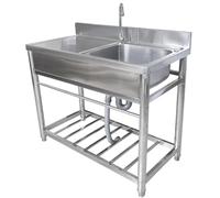 Lavandino in acciaio inox, 1 scomparto piccolo lavello autoportante con rubinetto e gambe da banco da lavoro, lavelli commerciali a vasca singola per garage, ristorante, lavanderia