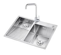Lavandino in acciaio inox con rubinetto e lavabo integrato scolapiatti destro grande lavello per cucina, bar, bagno, lavanderia, durevole ed elegante