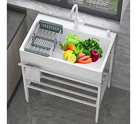 Lavandino In Pietra Di Quarzo,Lavello Cucina 1 Vasca,lavello Cucina Moderno,Lavello In Acciaio Inox Supporto,lavatoio Da Esterno,Lavandino Autoportante,Peso 15kg,Per Garage,Ristorante,lavanderia ( Col