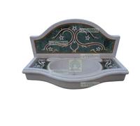 Lavandino lavello con frontale in marmo mosaico intarsiato scultura arredo bagno