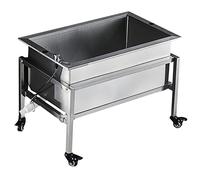 Lavandino mobile con ruote, stazione di lavaggio in acciaio inox per montaggio a pavimento per bagno, magazzino, cucina, servizio, pulsante di scarico