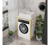 Lavandino mobile multifunzione resistente con ripiani aperti, moderno supporto per lavabo, per piccoli bagni e lavanderie, elegante finitura dorata, soluzione salvaspazio