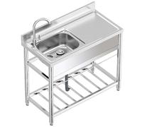 Lavandino per catering, free standing 304 lavandini utilitari in acciaio inossidabile, lavandino industriale del garage, lavandino commerciale con banco di lavoro