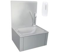 Lavandino Professionale in Acciaio Inossidabile 304 con Rubinetto e Dosatore di Sapone, Montaggio a Parete, Ideale per Cucine Domestiche e Commerciali, Dimensioni 40x34x56 cm