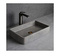 Lavandino rettangolare da bagno in cemento, 50 x 32,5 cm, opaco, sopra il contenitore da banco per mobiletto da toeletta, moderno ed elegante, per l'arredamento della casa