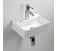 LAVANDINO RETTANGOLARE IN CERAMICA BIANCA COMPATTO MONTAGGIO PARETE BAGNO