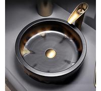 Lavandino rotondo da bagno da 40,9 cm con rubinetto combinato sopra il bancone lavabo elegante da banco lavabo design moderno per casa e spa