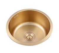 lavandino rotondo, Lavello rotondo con rubinetto for acqua calda e fredda, lavello da cucina sottotop a vasca singola, grande capacità, for interni ed esterni(A,32 * 32 cm)