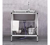 Lavandino Vasca Singola ,Acciaio Inossidabile Lavandino Utilità Con Rubinetto,Lavelli Da Cucina Con Drainboard, Per Garage,Ristorante,Cucina,Lavanderia,Interno All'aperto ( Color : Single cold , Size