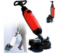 Lavapavimenti A Doppia Spazzola, Lavapavimenti Commerciale A Spinta, Mini Manuale, Testa Rotante 360°, Elettrico Portatile Senza Fili, Per Albergo E Pulizia Commerciale(Red)