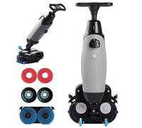 Lavapavimenti Con Operatore A Terra Da 17" Serbatoio Di Recupero Da 3 Galloni Copertura Di 13.000 Piedi Quadrati/ora Per Pavimenti In Legno Piastrelle Terrazzo Marmo E Cemento(Gray)