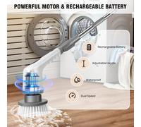 Lavapavimenti elettrico senza fili con 9 testine, maniglia di prolunga regolabile, doppia velocità, per bagno, piastrelle, doccia, pavimento