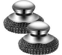 Lavapavimenti In Lana D'Acciaio, Lavapavimenti In Lana D'Acciaio, 2 Pezzi Inox con Manico, Strumento da Cucina di Ricambio Rimovibile Facile da Pulire per Pul