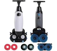 Lavapavimenti Industriale, Lavapavimenti Commerciale A Spinta, Mini Doppia Spazzola, Testa Rotante 360°, Elettrico Portatile Senza Fili, Per Supermercato E Fabbrica(White)