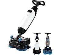 Lavapavimenti Mini, Lavapavimenti Commerciale A Spinta, Doppia Spazzola Manuale, Testa Rotante 360°, Elettrico Portatile Senza Fili, Ideale Per Albergo, Supermercato E Piccole Imprese(White)