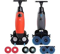 Lavapavimenti Mini, Lavapavimenti Commerciale A Spinta, Doppia Spazzola Manuale, Testa Rotante 360°, Elettrico Portatile Senza Fili, Ideale Per Albergo, Supermercato E Piccole Imprese(Red)