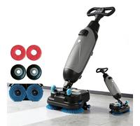 Lavasciuga pavimenti commerciale portatile, lavasciuga uomo a bordo, lucidatrice for piastrelle e lavapavimenti senza fili, 2 spazzole regolabili, ruotabile a 360°, 0-350 giri/min(Rouge)