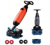 Lavasciuga Pavimenti Commerciale Potente, Lavapavimenti per Cemento e Piastrelle, 500W, Batteria 104Ah, Tergipavimento 450mm, Design Compatto 22kg, Uso Pro(Orange)