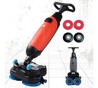 Lavasciuga Pavimenti Professionale, 350 Giri/Min, Lavapavimenti Elettrica Leggera, Larghezza 17", Doppie Spazzole Rotanti, Testina Rotante 360°, Copertura 1200 M²/h Per Piastrelle E Marmo(Red)