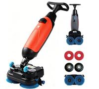 Lavasciuga per Pavimenti Duri con Batteria al Litio, Doppia Spazzola Motorizzata, Design Ergonomico e Compatto, Per Casa Ristorante Hotel Ufficio e Magazzino(Orange)